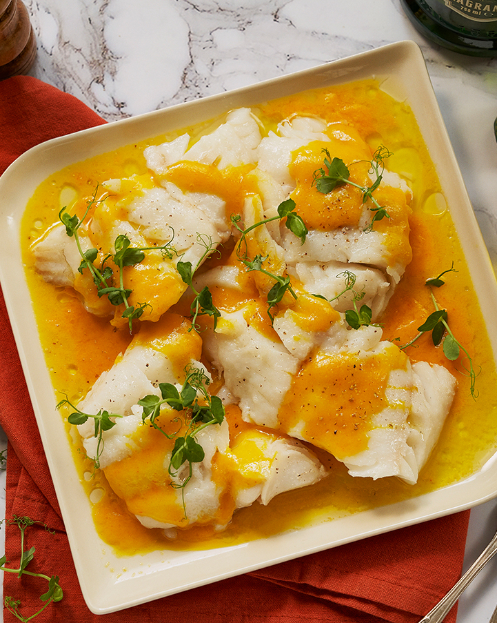 THE RECIPE IS SIMPLE: COD CONFIT with saffron