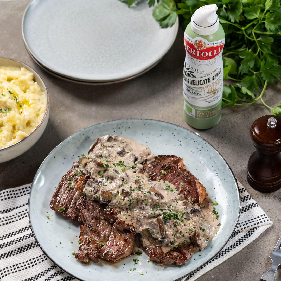 Bertolli’s Beef fillets with Portobello sauce and mashed potatoes